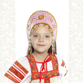 Кокошник Котёна, розовый с золотом
