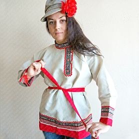 Косоворотка Добрыня, лен, небеленый лен- фото 1