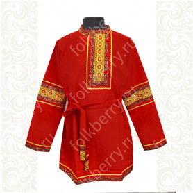 Косоворотка Русич, красный габардин с желтым